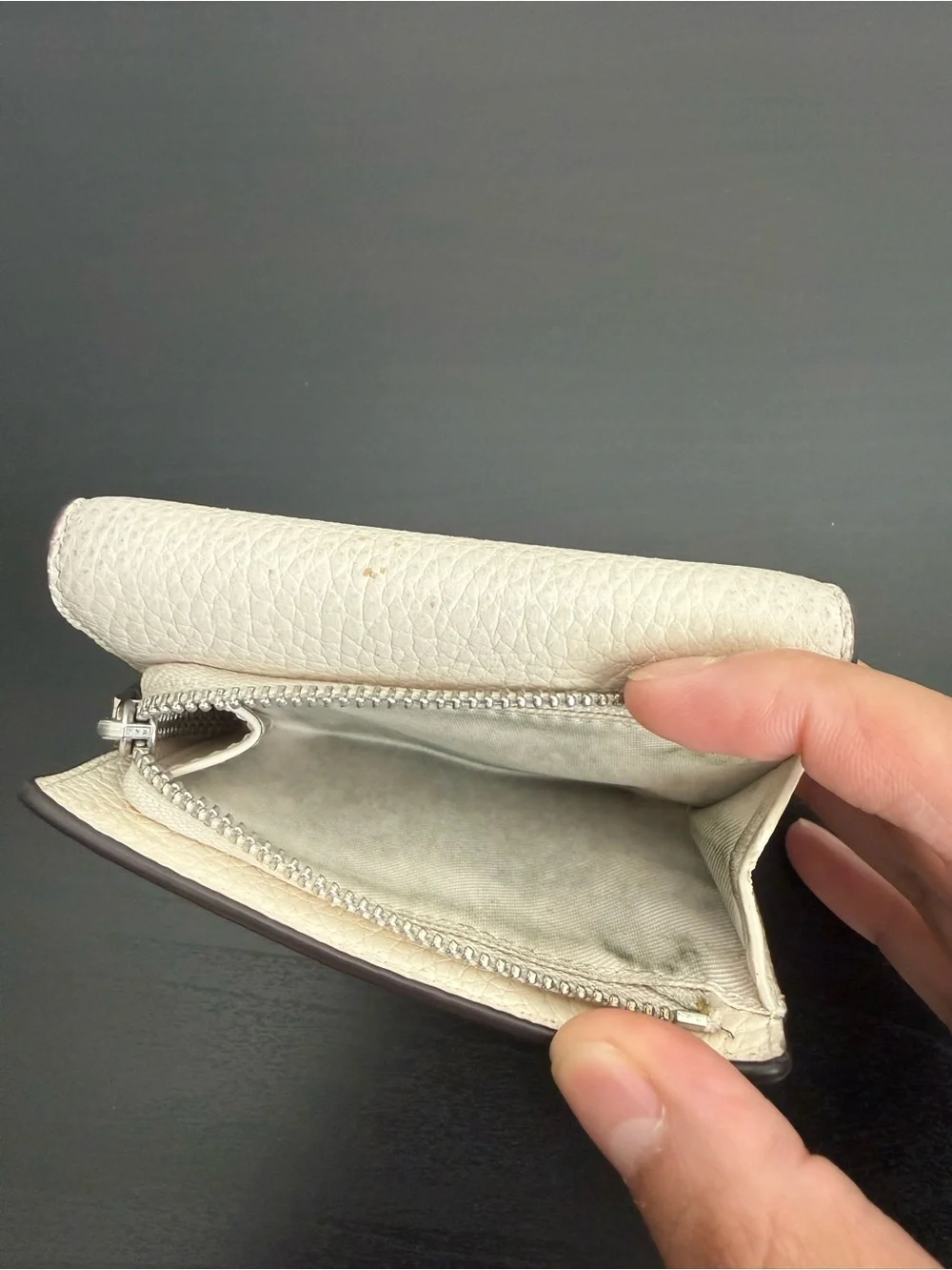 Coach Pebbled Leather Compact Wallet in Pale Pink
